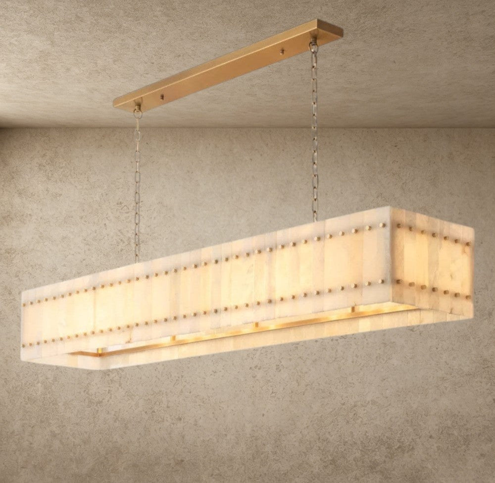 San Marco Alabaster Linear Chandelier 54", 72"