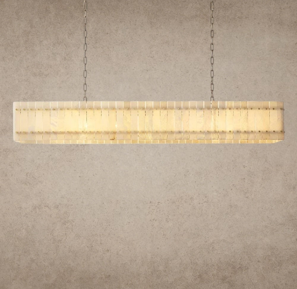 72" / Brass San Marco Alabaster Linear Chandelier 54", 72"