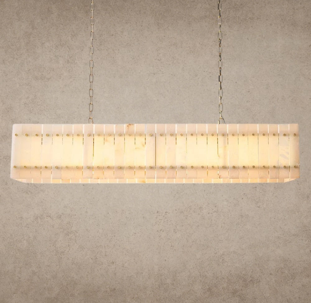 54" / Brass San Marco Alabaster Linear Chandelier 54", 72"