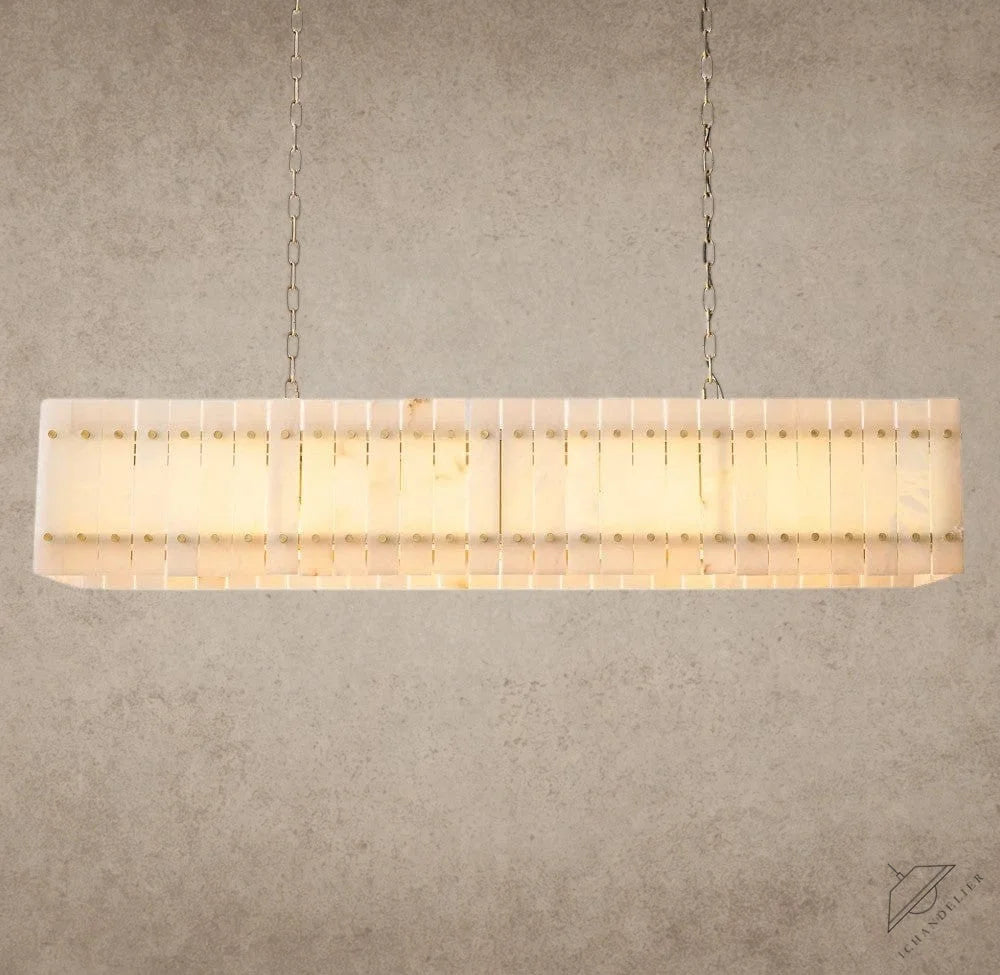 54" / Brass San Marco Alabaster Linear Chandelier 54", 72"