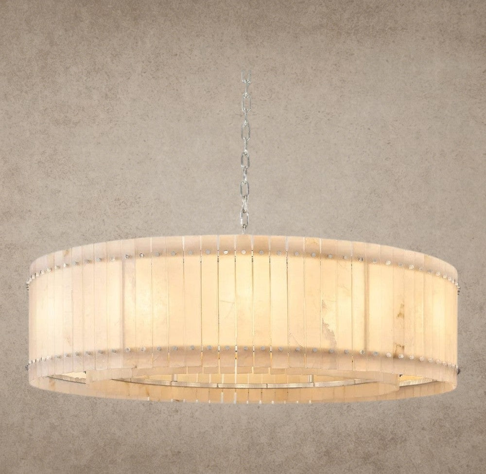 60" / Nickle San Marco Alabaster Round Chandelier 22", 37", 48", 60"