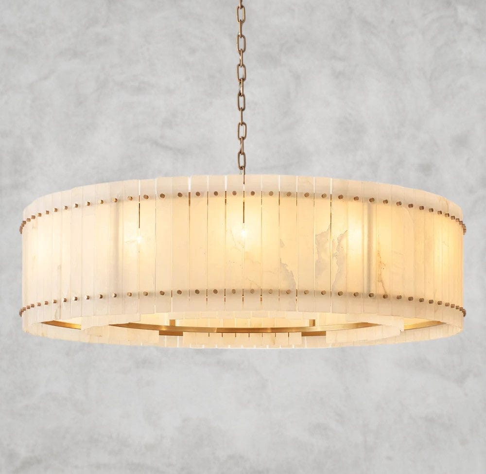 60" / Brass San Marco Alabaster Round Chandelier 22", 37", 48", 60"