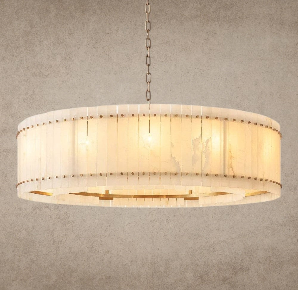 60" / Brass San Marco Alabaster Round Chandelier 22", 37", 48", 60"