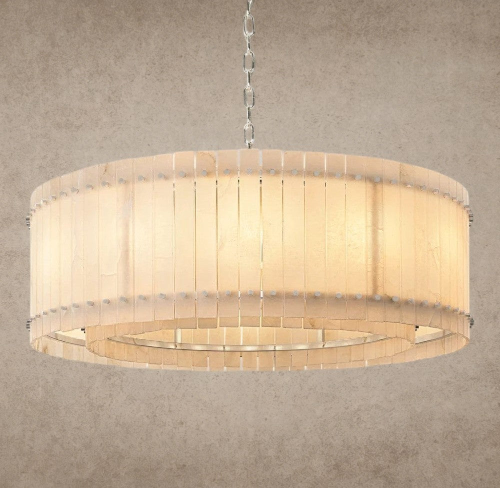 48" / Nickle San Marco Alabaster Round Chandelier 22", 37", 48", 60"