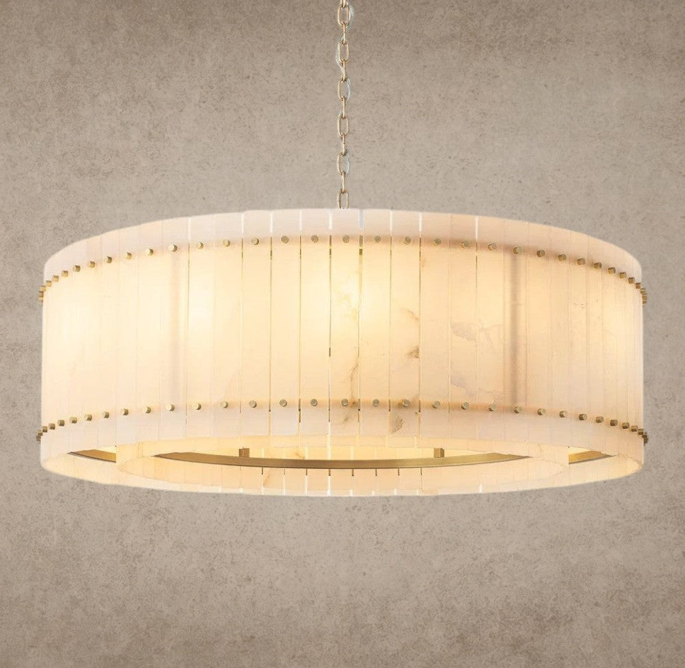 48" / Brass San Marco Alabaster Round Chandelier 22", 37", 48", 60"