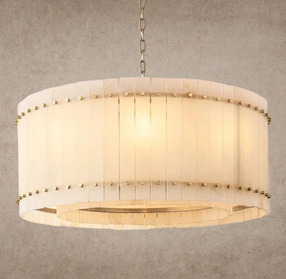 37" / Brass San Marco Alabaster Round Chandelier 22", 37", 48", 60"