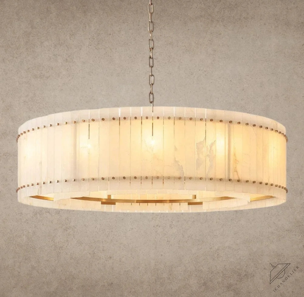 60" / Brass San Marco Alabaster Round Chandelier 22", 37", 48", 60"