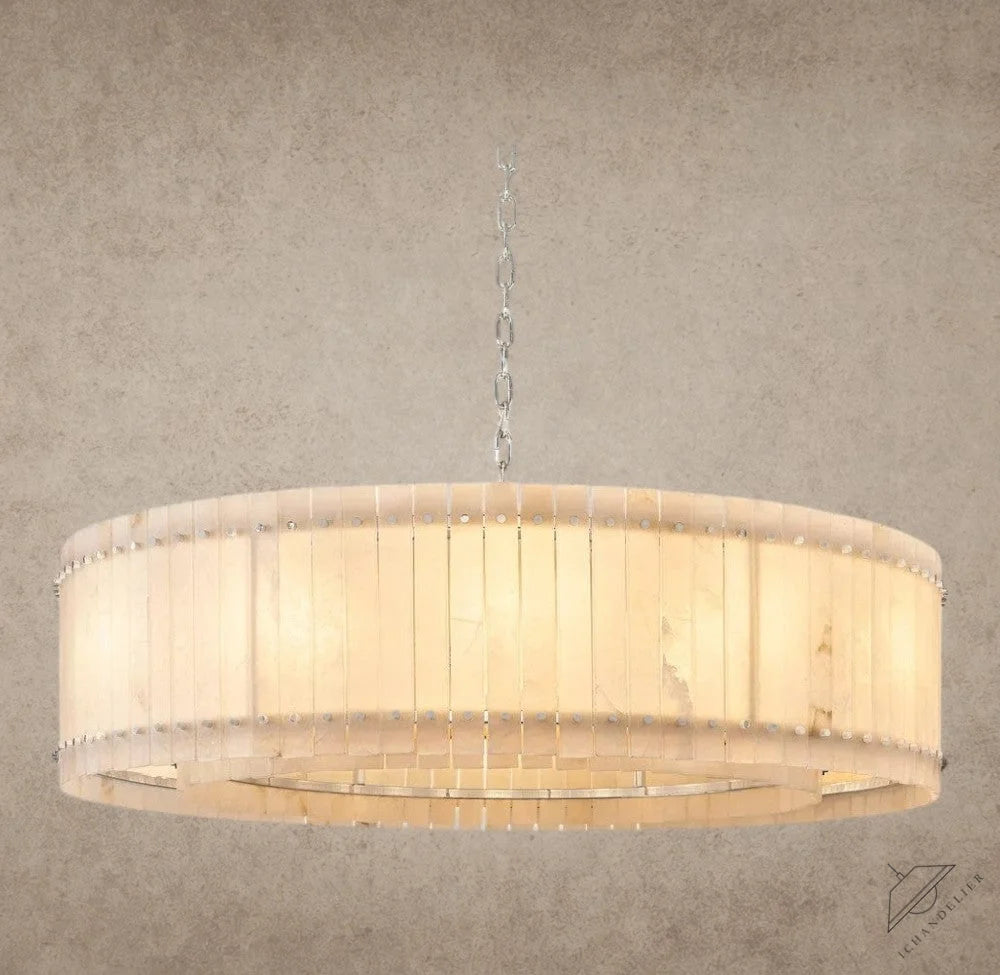 60" / Nickle San Marco Alabaster Round Chandelier 22", 37", 48", 60"