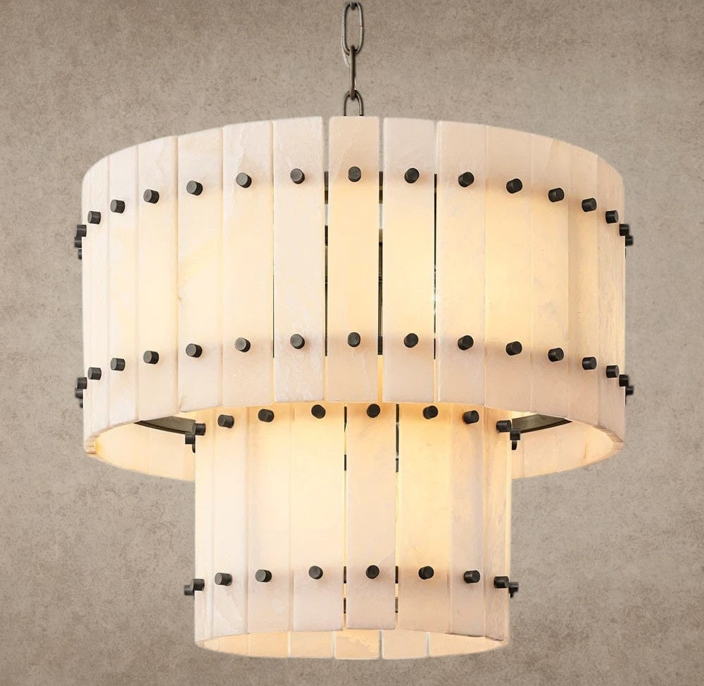 22" / Bronze San Marco Alabaster Round Tiered Chandelier 22", 37", 48", 60"