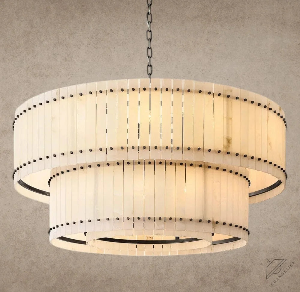 60" / Bronze San Marco Alabaster Round Tiered Chandelier 22", 37", 48", 60"