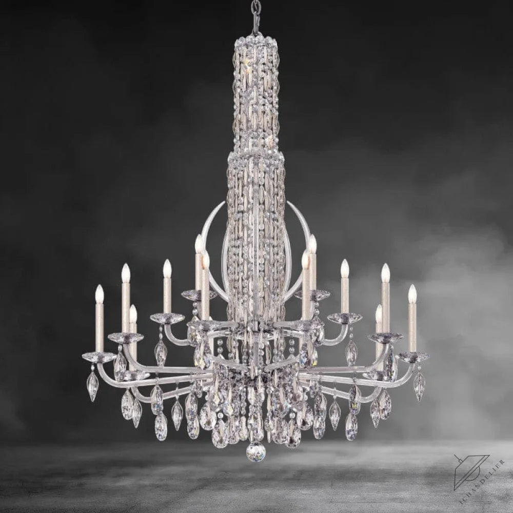 Antique Silver / Crystal Heritage Crystal Siena Crystal Chandelier 40"