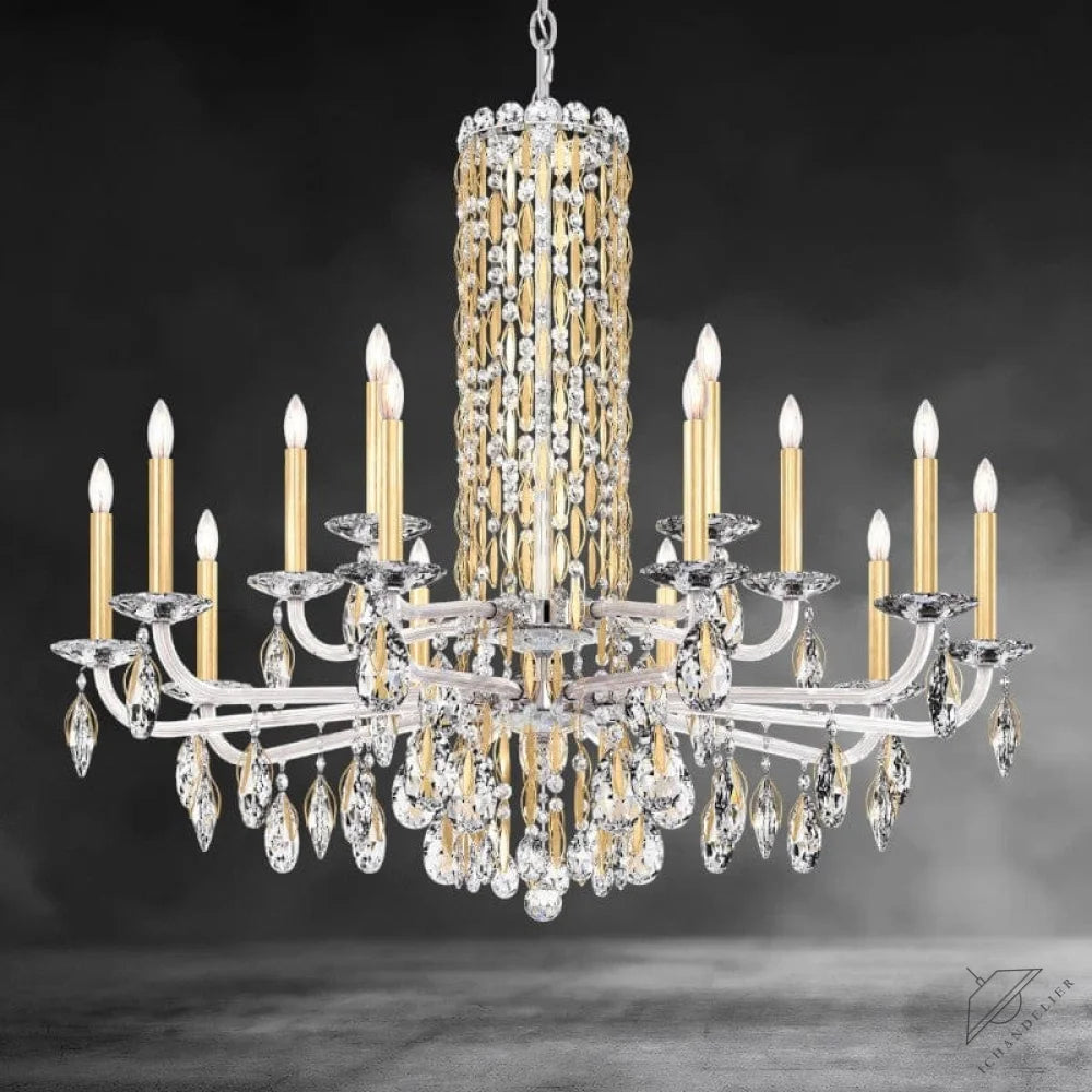 Heirloom Gold / Crystal Heritage Crystal Siena Short Column Crystal Chandelier 41"