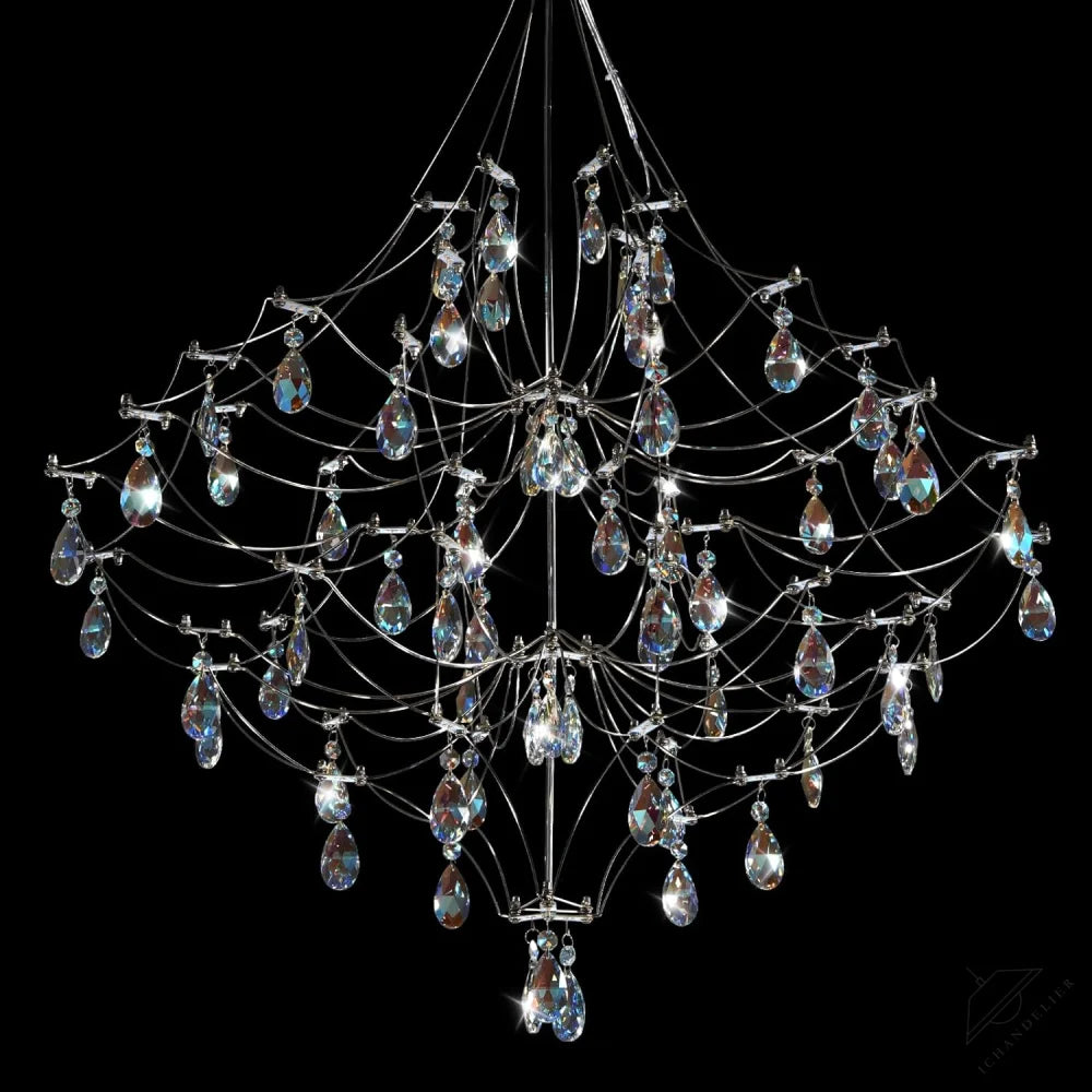 Silver 31.5" Round Crystal Raindrop Chandelier for Modern Homes