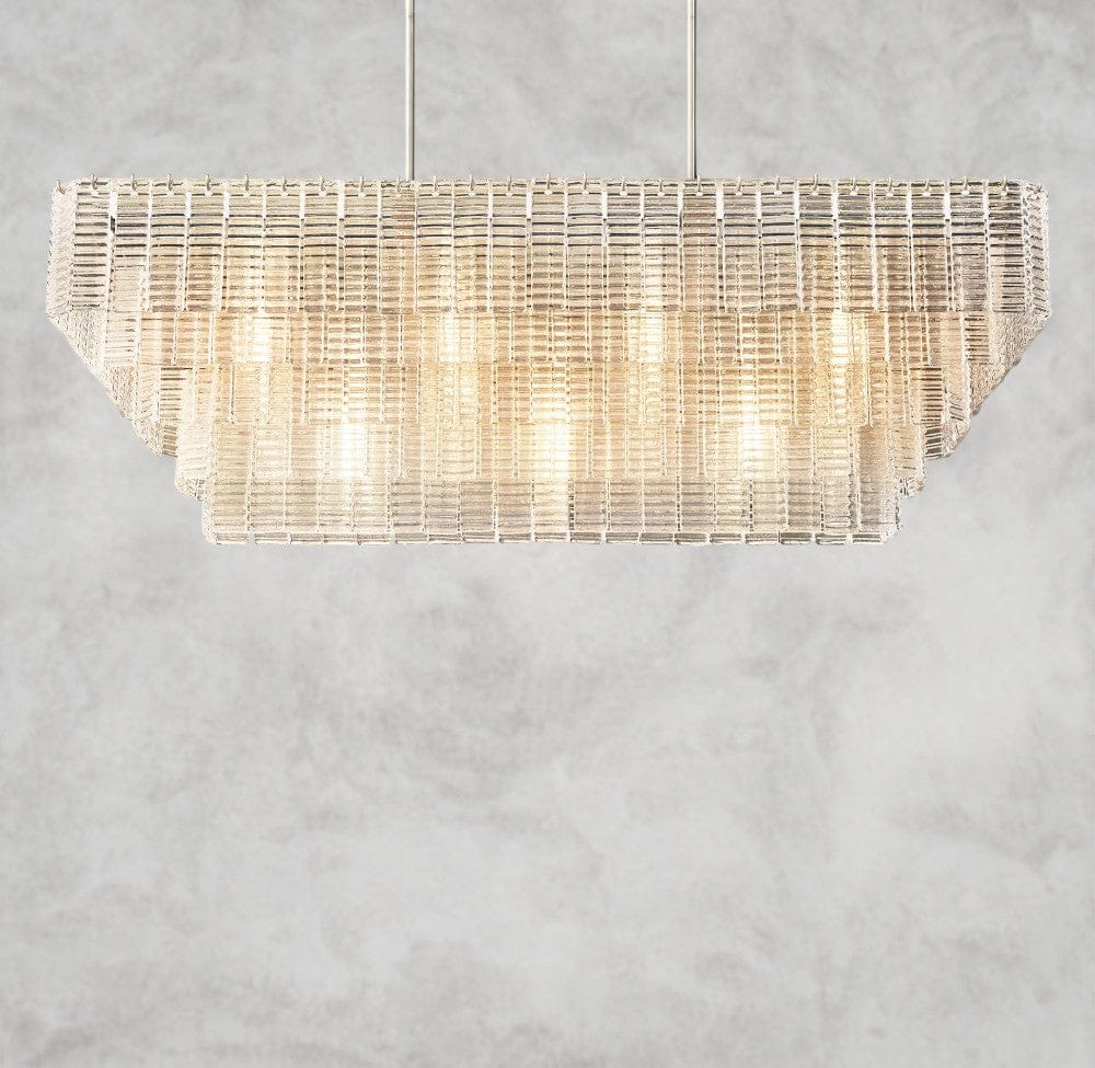 Nickle Sirene Clear Glass Rectangular Chandelier 59