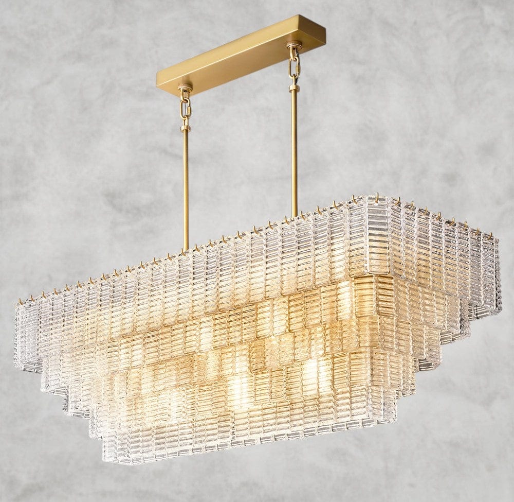 Sirene Clear Glass Rectangular Chandelier 59