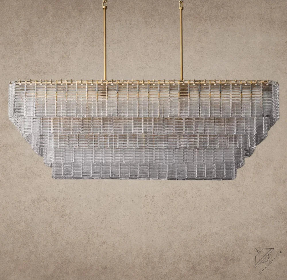 Sirene Clear Glass Rectangular Chandelier 59 inch