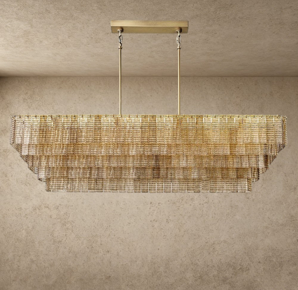 Sirene Smoke Glass Rectangular Chandelier 59", 77"