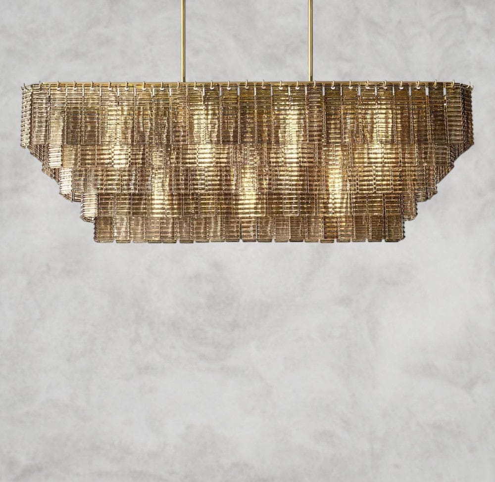 59" / Brass Sirene Smoke Glass Rectangular Chandelier 59", 77"