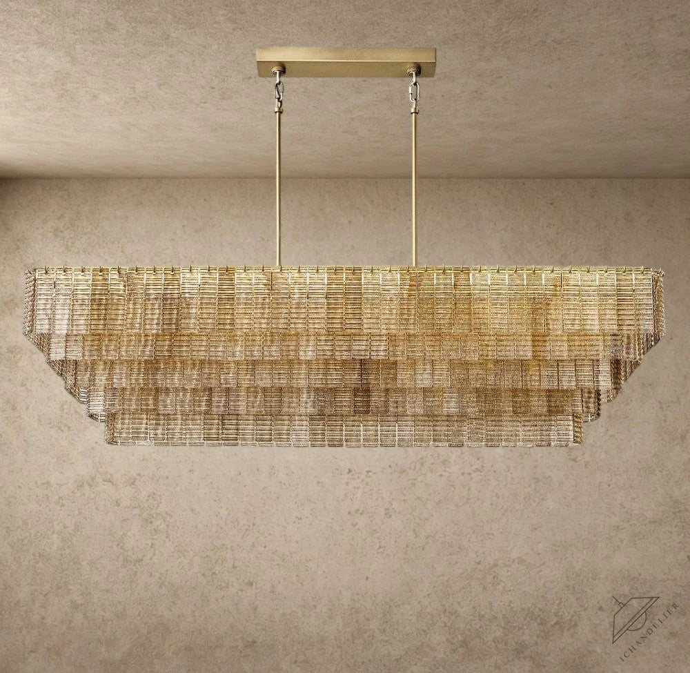 Sirene Smoke Glass Rectangular Chandelier 59", 77"