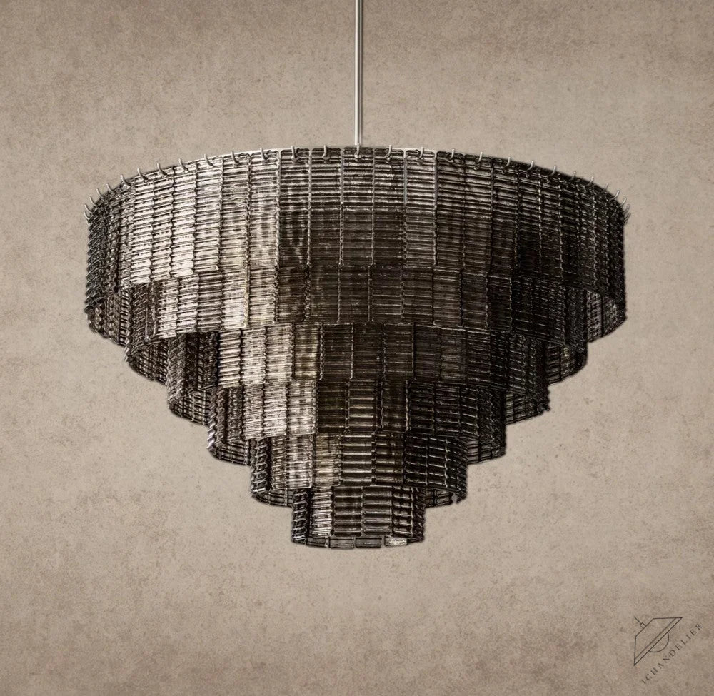 ichandelier Sirene Smoke Glass Round Chandelier, tiered design, smoke glass, metal frame, modern statement lighting