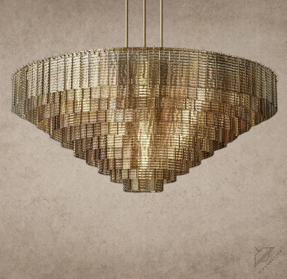 65" / Brass Sirene Smoke Glass Round Chandelier 41", 52", 65"