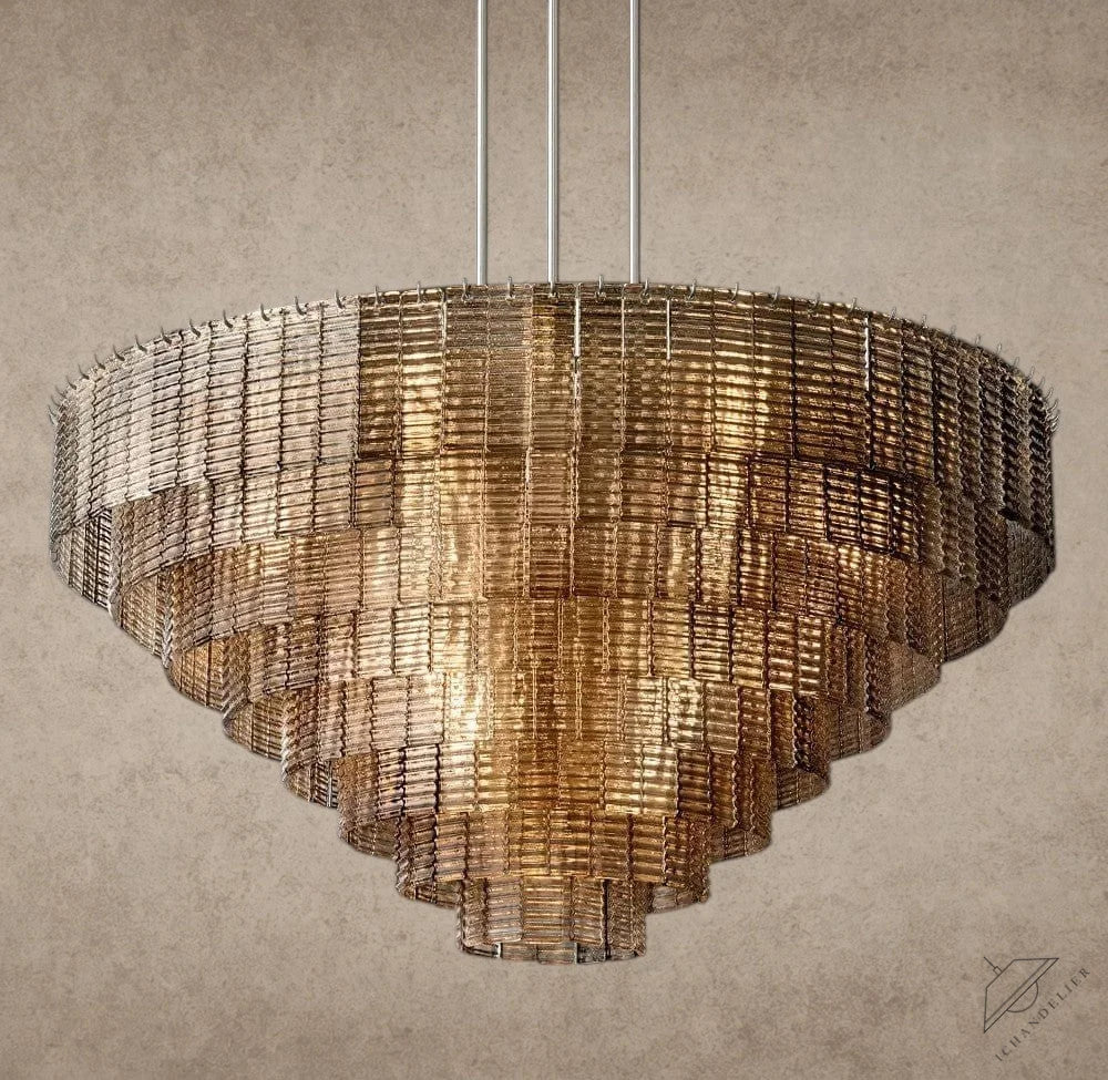 52" / Nickle Sirene Smoke Glass Round Chandelier 41", 52", 65"