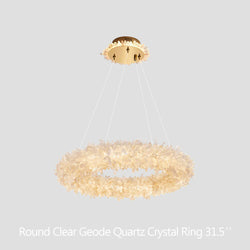 Amber Kandace Round Rock Crystal Pendant Light Modern Chandelier for Living Room 24'', 31.5'', 40'', 47''