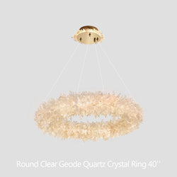 Amber Kandace Round Rock Crystal Pendant Light Modern Chandelier for Living Room 24'', 31.5'', 40'', 47''