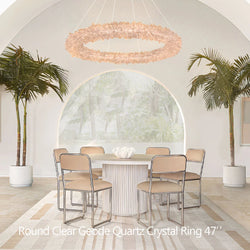 Amber Kandace Round Rock Crystal Pendant Light Modern Chandelier for Living Room 24'', 31.5'', 40'', 47''