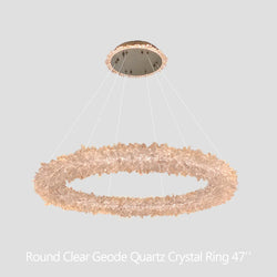 Amber Kandace Round Rock Crystal Pendant Light Modern Chandelier for Living Room 24'', 31.5'', 40'', 47''