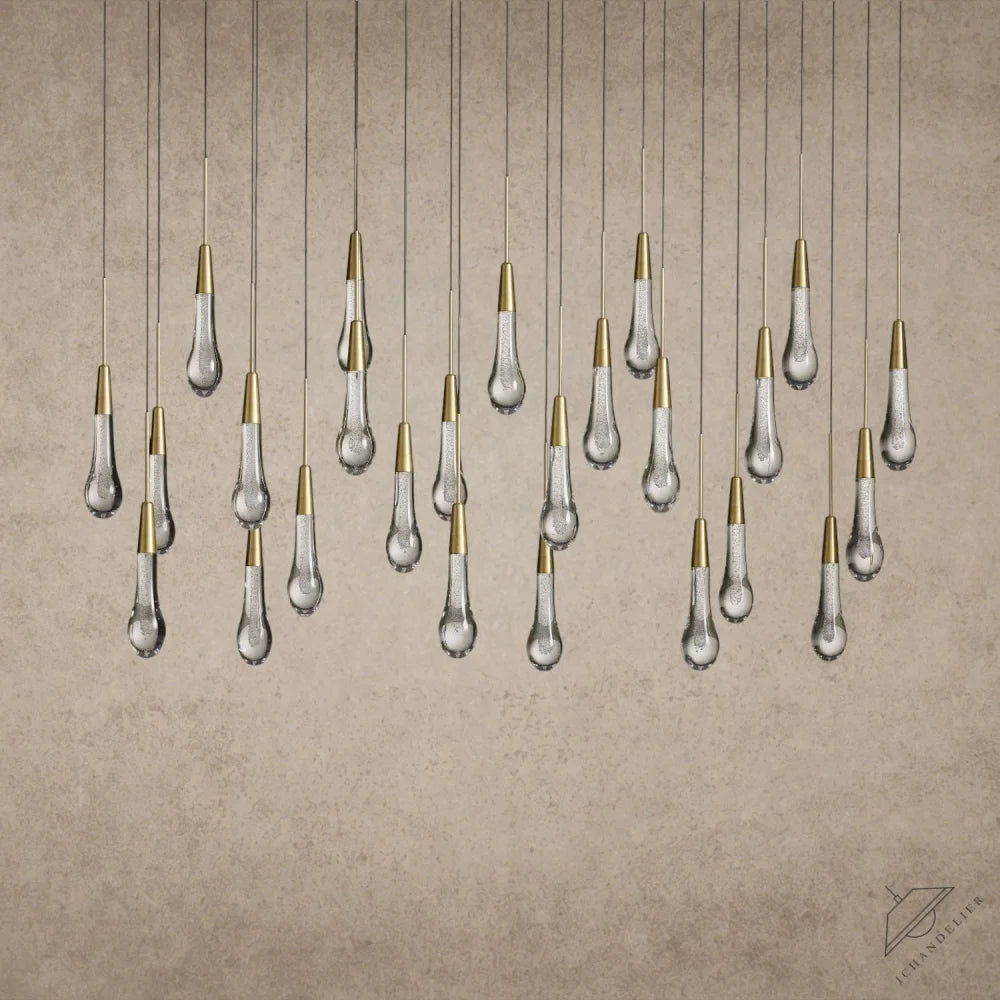 50" / Brass Soltaire Linear Chandelier 37", 50", 60", 70"