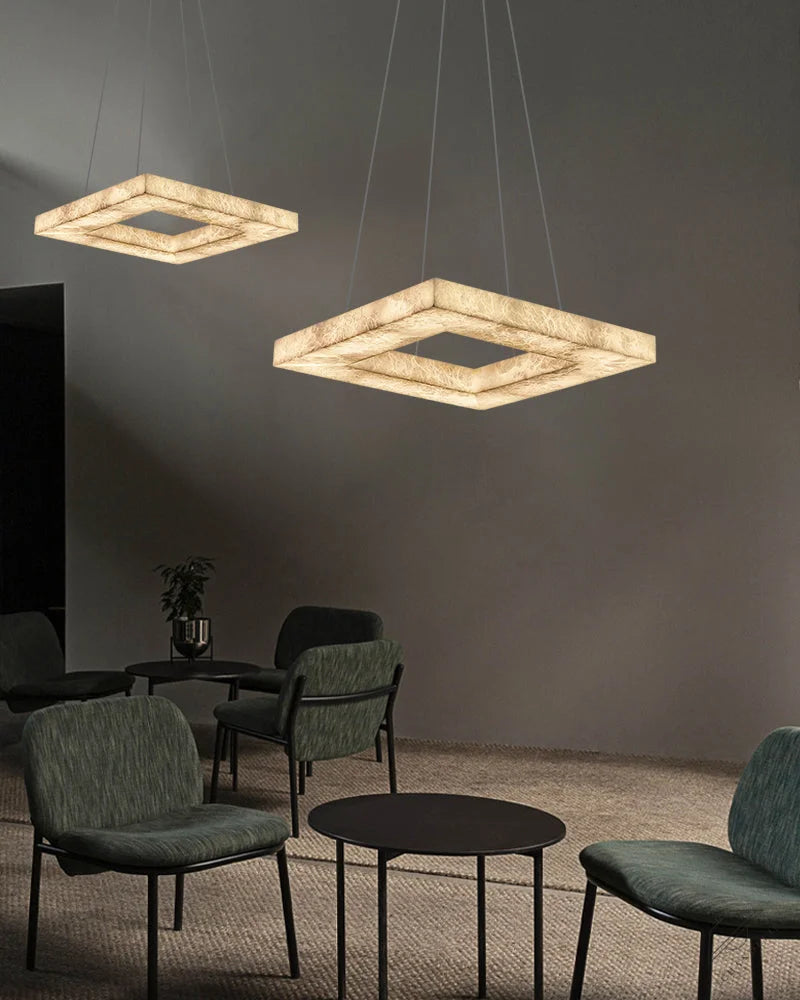 Square/Rectangle Large Alabaster Chandelier, 20 inch 24 inch 32 inch 40 inch 58 inch 60 inch 71 inch 79 inch Dia