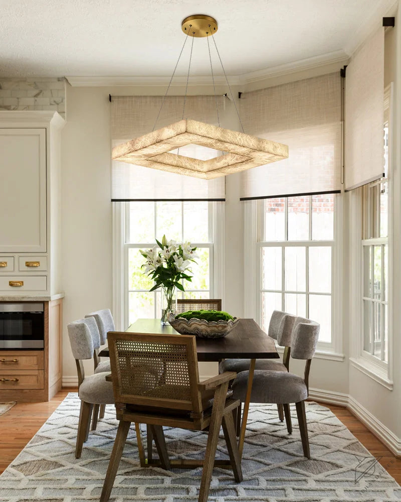Square/Rectangle Large Alabaster Chandelier, 20 inch 24 inch 32 inch 40 inch 58 inch 60 inch 71 inch 79 inch Dia