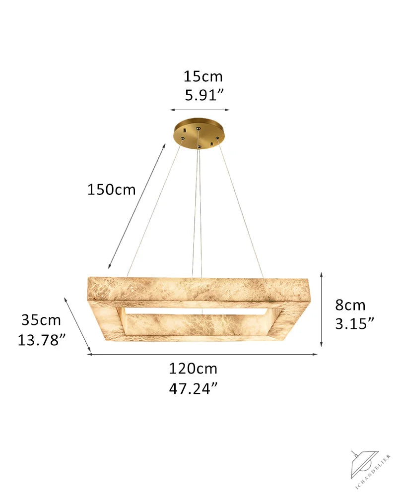 Square/Rectangle Large Alabaster Chandelier, 20 inch 24 inch 32 inch 40 inch 58 inch 60 inch 71 inch 79 inch Dia