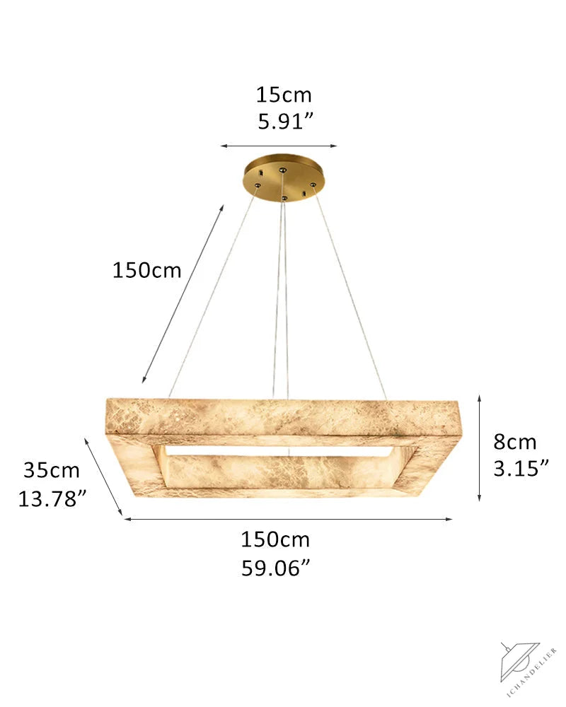 Square/Rectangle Large Alabaster Chandelier, 20 inch 24 inch 32 inch 40 inch 58 inch 60 inch 71 inch 79 inch Dia