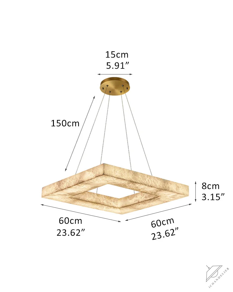 Square/Rectangle Large Alabaster Chandelier, 20 inch 24 inch 32 inch 40 inch 58 inch 60 inch 71 inch 79 inch Dia