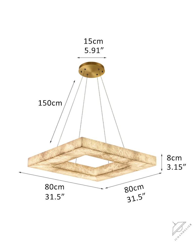Square/Rectangle Large Alabaster Chandelier, 20 inch 24 inch 32 inch 40 inch 58 inch 60 inch 71 inch 79 inch Dia