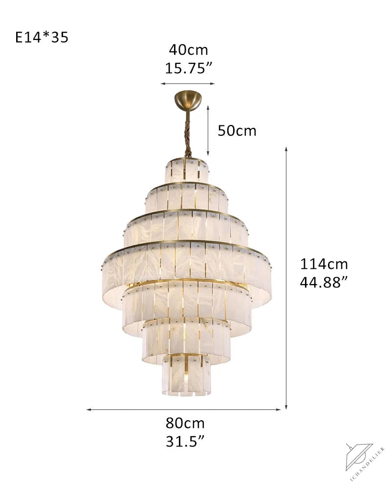 Stairwell Luxury Modern LED High Ceiling Large Alabaster Chandelier