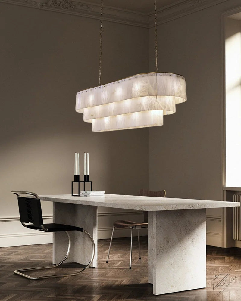Stairwell Luxury Modern LED High Ceiling Large Alabaster Chandelier