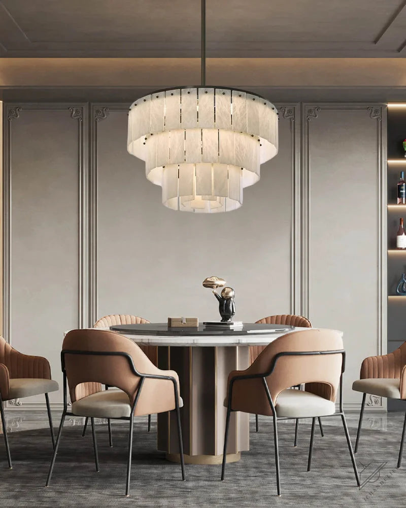 Stairwell Luxury Modern LED High Ceiling Large Alabaster Chandelier