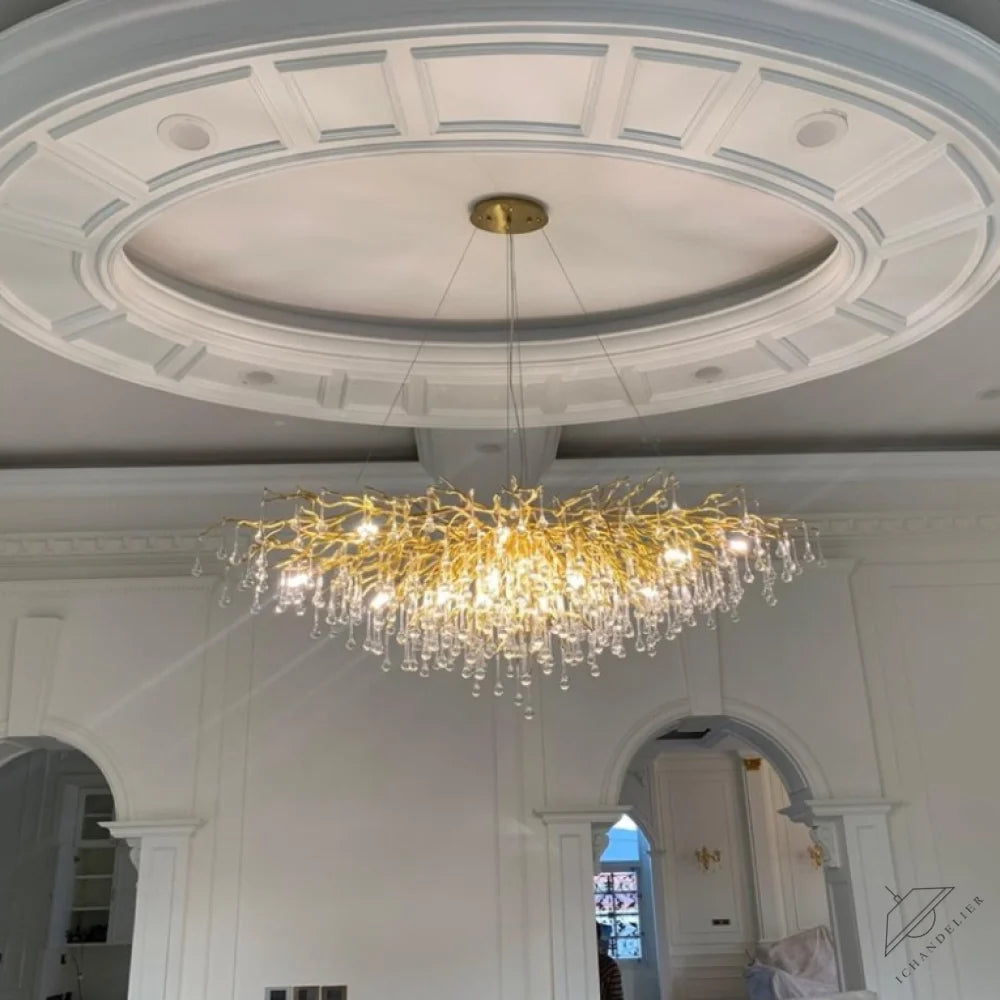 Stunning Tree Branch Crystal Chandelier with Clear Teardrop-shaped for Living/Dining Room