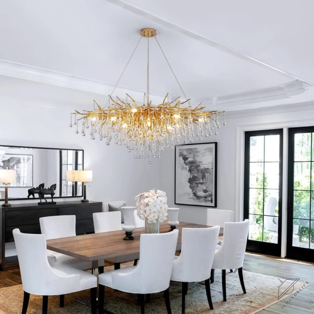 Stunning Tree Branch Crystal Chandelier with Clear Teardrop-shaped for Living/Dining Room