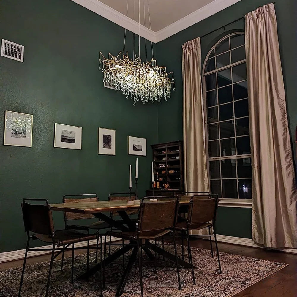 Stunning Tree Branch Crystal Chandelier with Clear Teardrop-shaped for Living/Dining Room