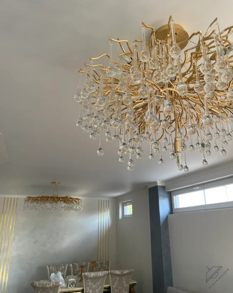 Stunning Tree Branch Crystal Chandelier with Clear Teardrop-shaped for Living/Dining Room
