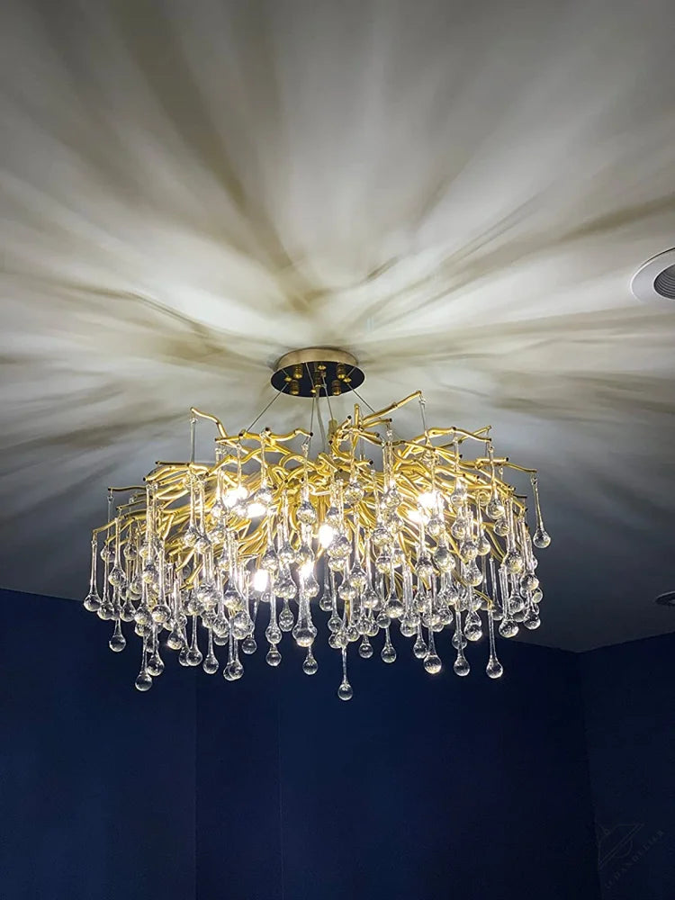 Stunning Tree Branch Crystal Chandelier with Clear Teardrop-shaped for Living/Dining Room