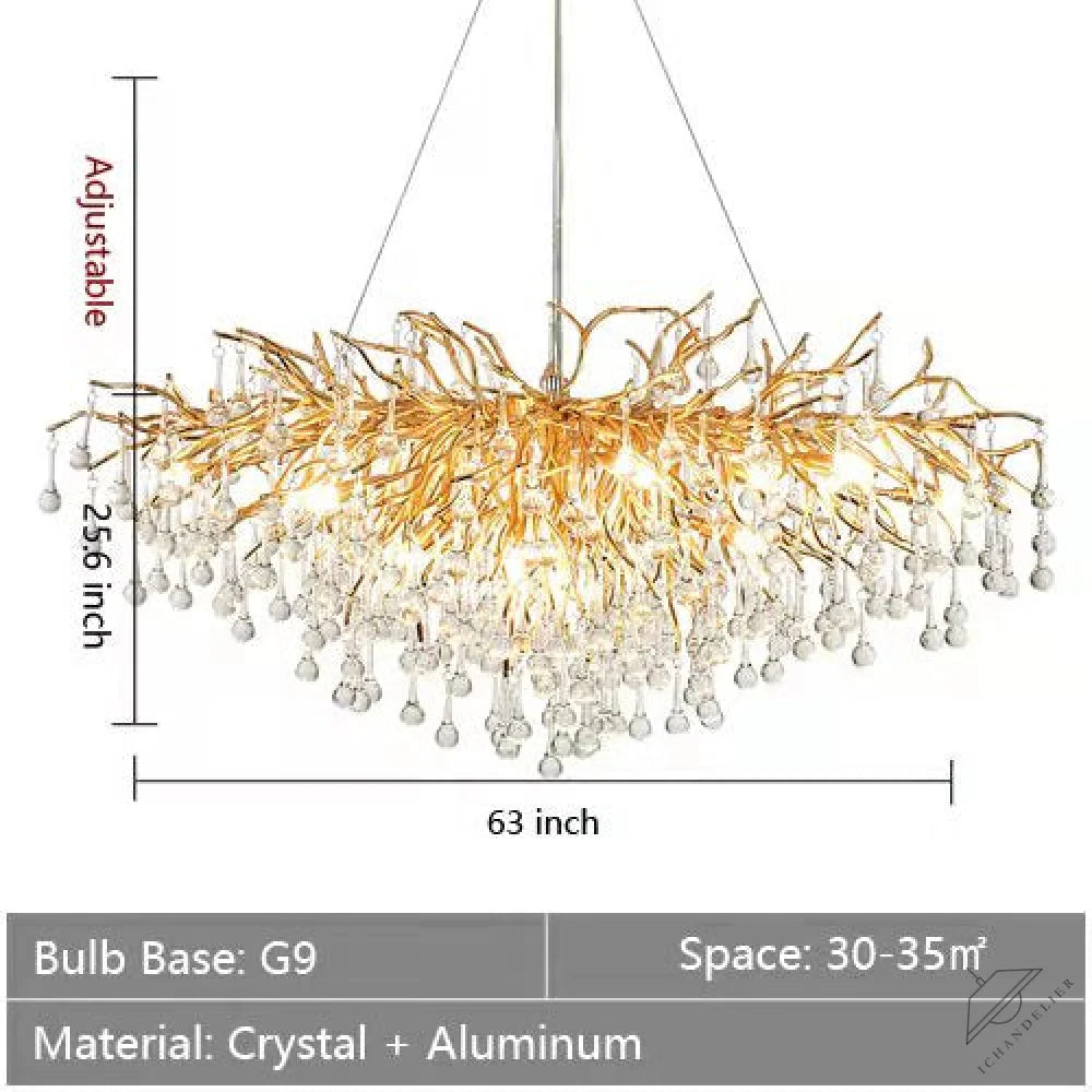 Stunning Tree Branch Crystal Chandelier with Clear Teardrop-shaped for Living/Dining Room