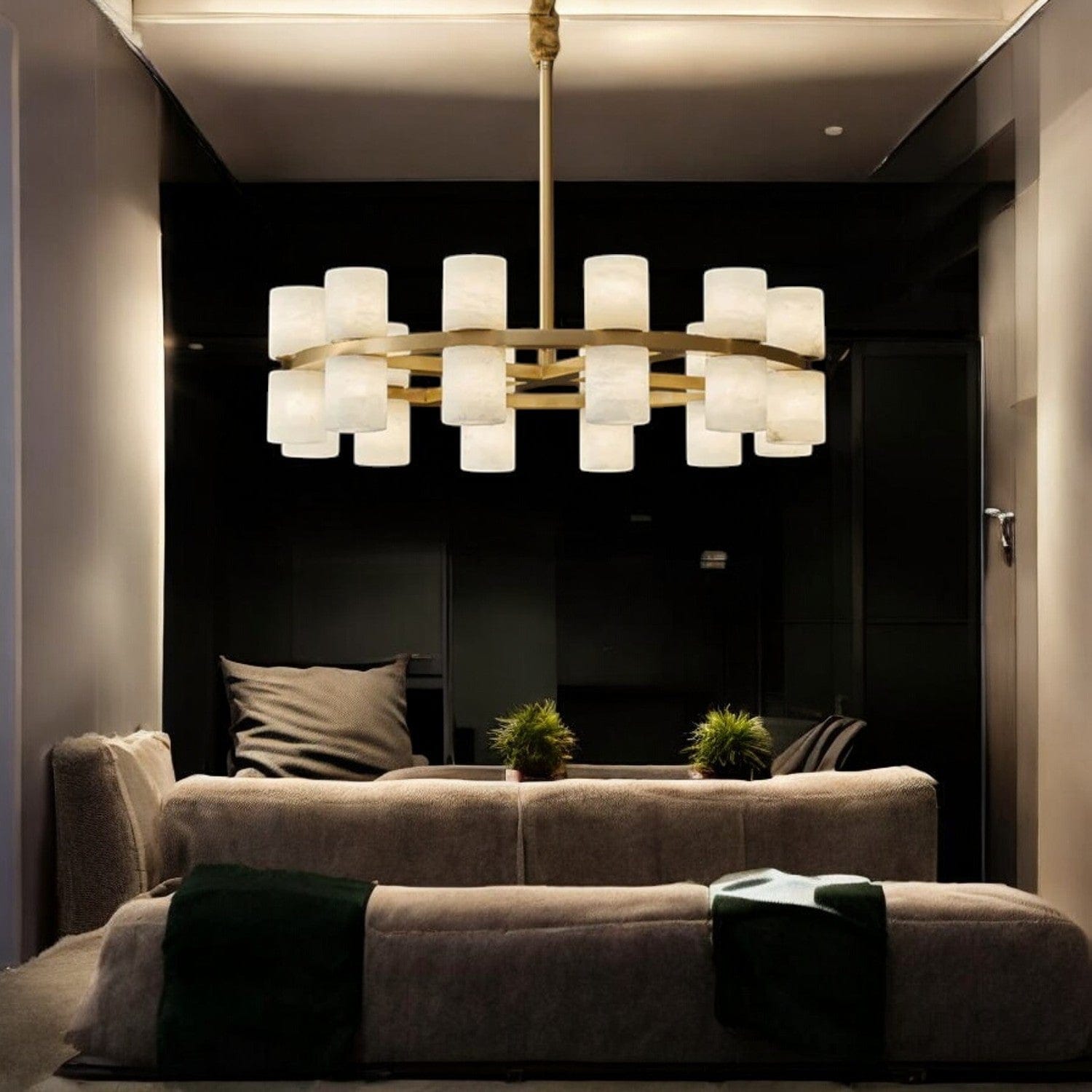 Tabitha Alabaster Living Room Round Chandelier