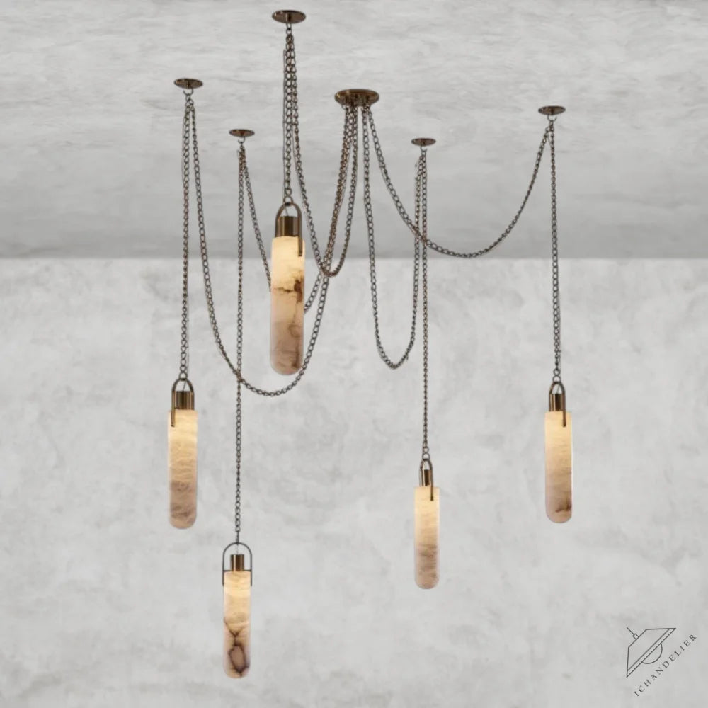 Theresa AlabasteR 5 Light LED Multi-Drop Modern Hanging Pendant Lighting