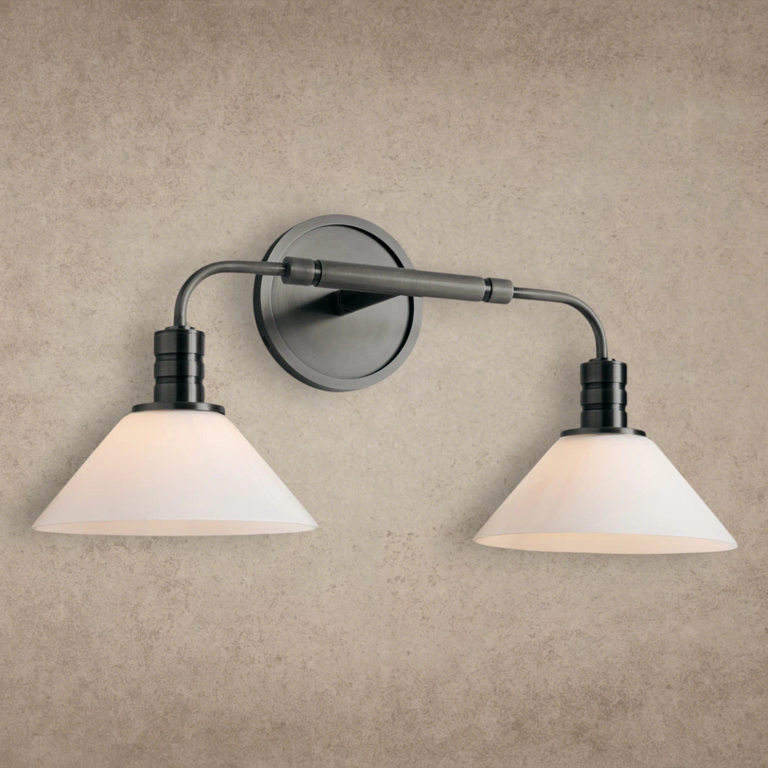 Bronze / Milk Theron Double Sconce