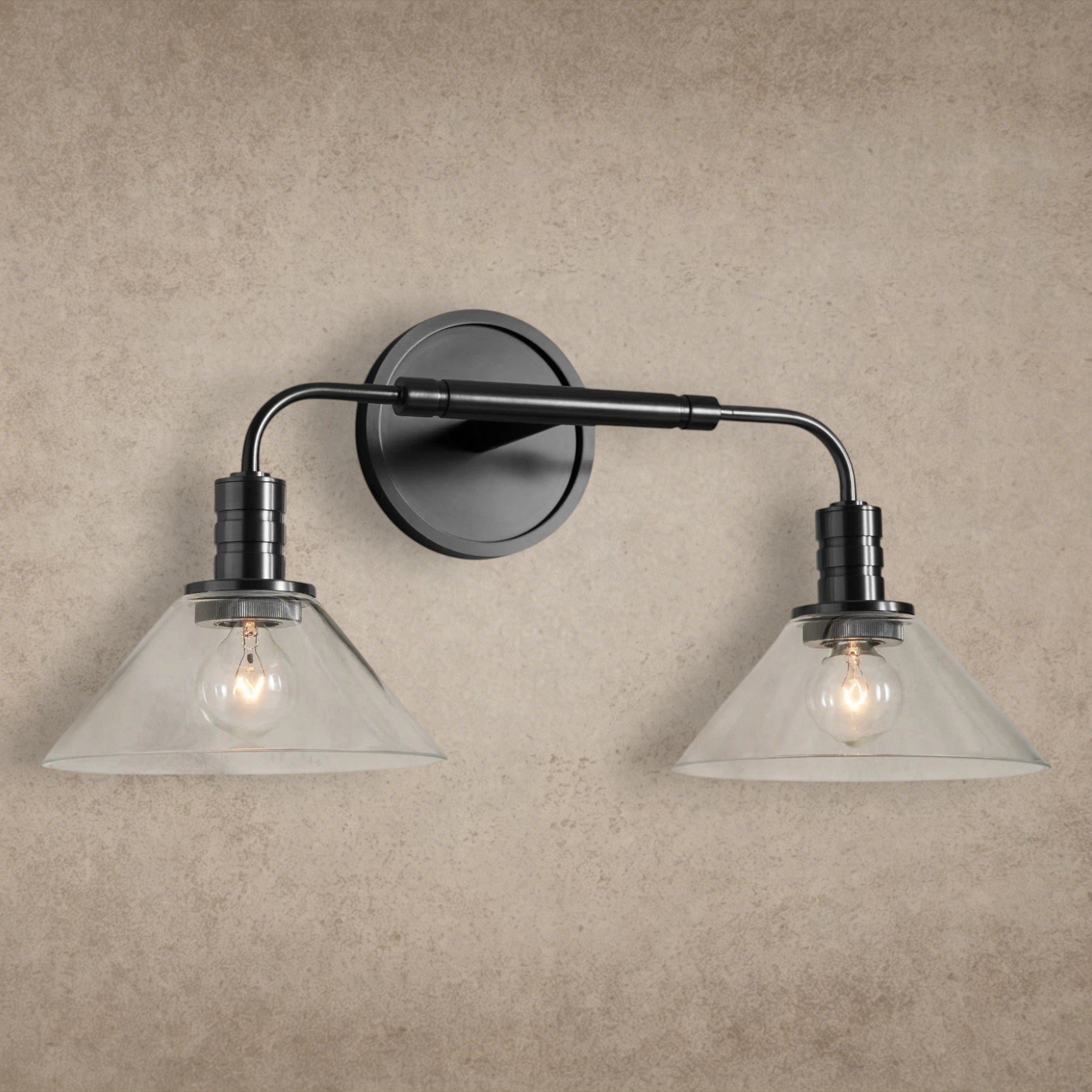 Bronze / Clear Theron Double Sconce